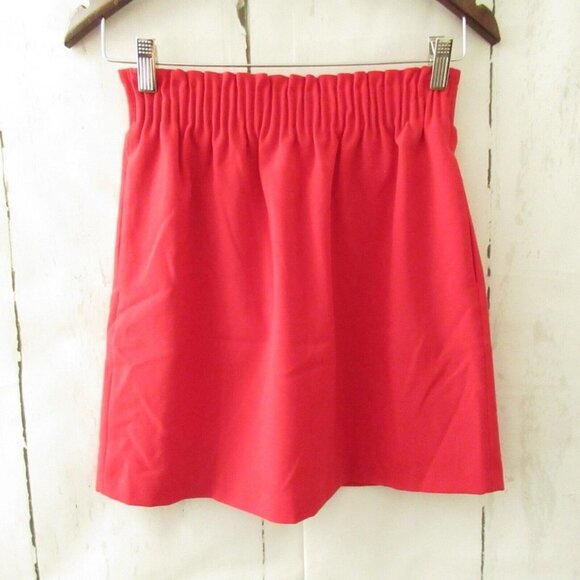 J Crew Skirt 00 Red Pull On Mini A LIne Pockets - Picture 1 of 5